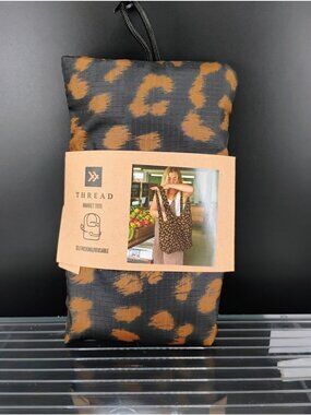 Thread Market Tote Bag Self-Packing Reusable Compact Dark Leopard